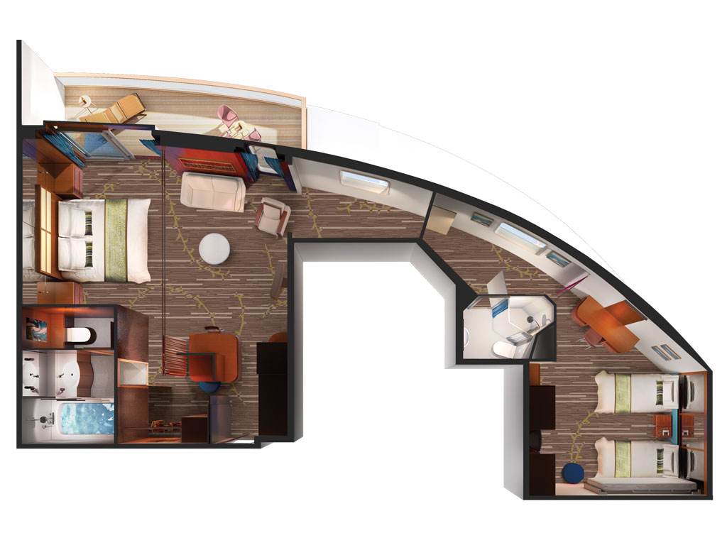 Pride of America - Deluxe Familien Suite mit zwei Schlafzimmern und Balkon