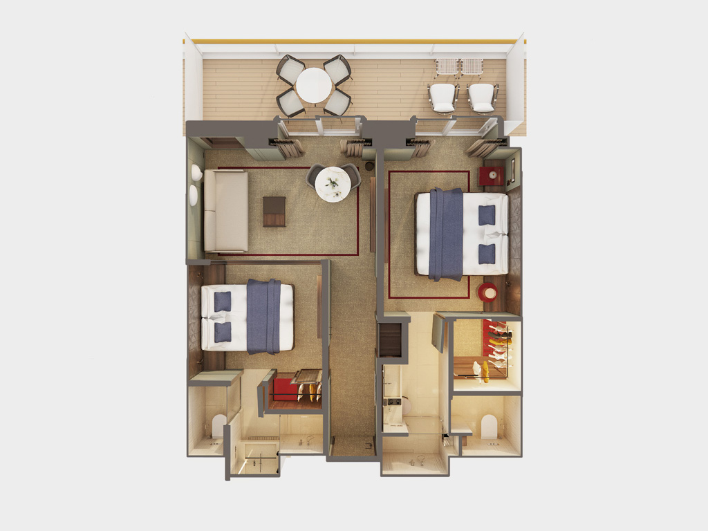 Norwegian Prima - The Haven Familien Villa mit 2 Schlafzimmern und Balkon