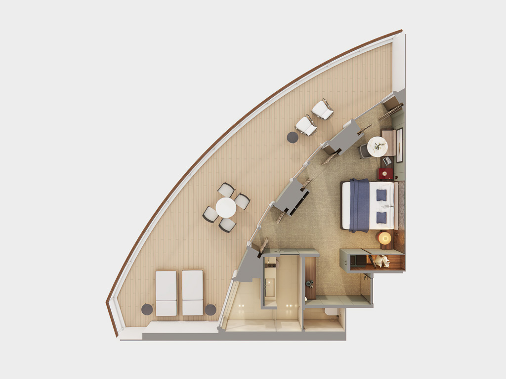 Norwegian Prima - The Haven Penthouse Suite mit großem Balkon am Heck