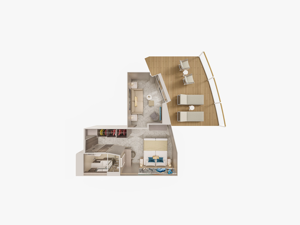 Norwegian Prima - Suite mit großem Balkon am Bug