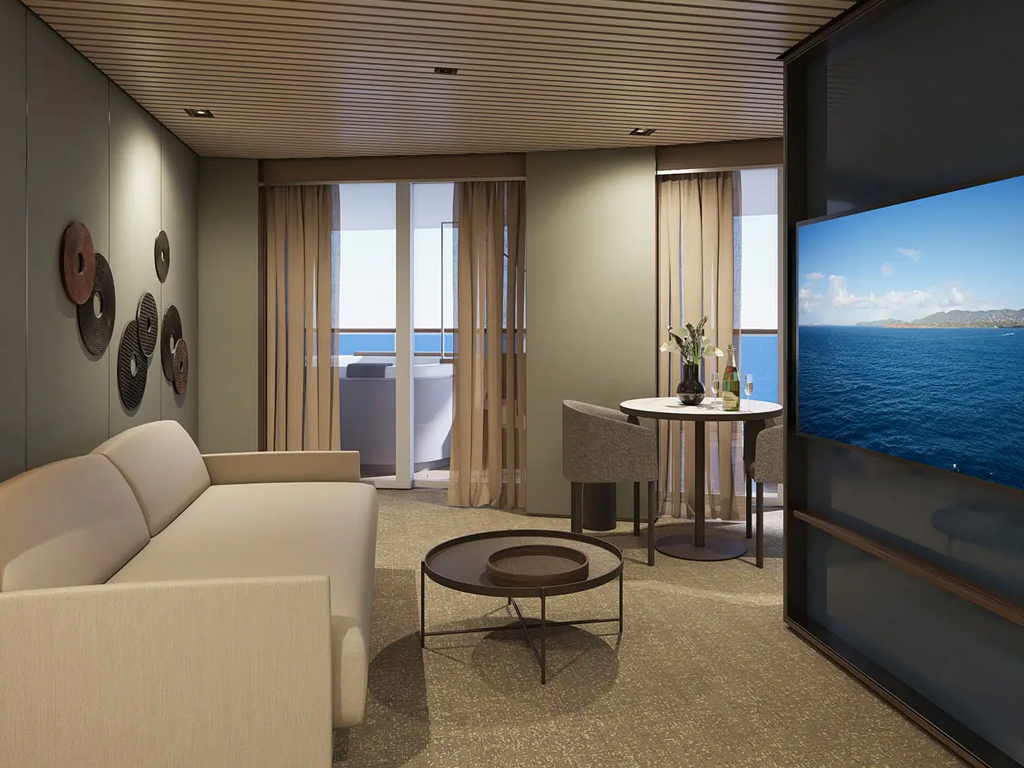 Norwegian Aura - The Haven Owner's Suite mit großem Balkon am Heck