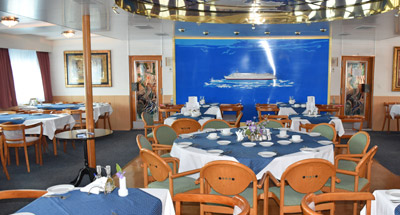 Restaurant an Bord der MS Marc Chagall
