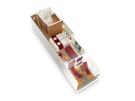 Visualisierung Verandakabine Komfort mit begehbarem Kleiderschrank Hyperion-Klasse