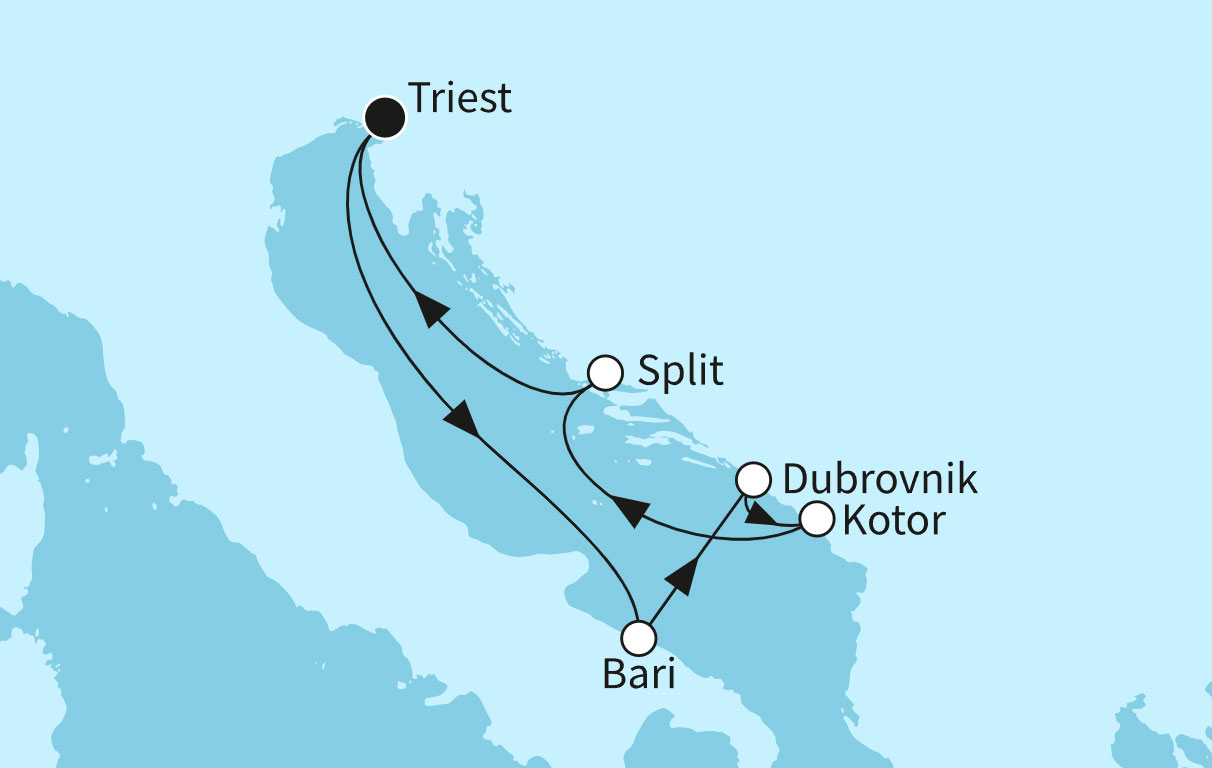 Routenbeispiel: Mein Schiff Sonnenseiten der Adria