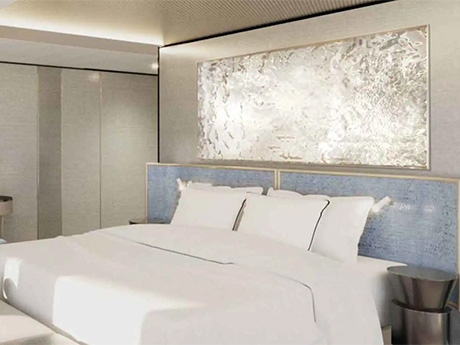 Bett im oberen Schlafzimmer der Großen Freiheit Suite