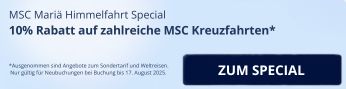 Werbebanner für die MSC 10% Rabatt-Aktion Maria Himmelfahrt