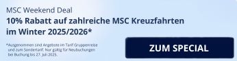 Werbebanner für die MSC 10% Rabatt-Aktion Weekend Deal