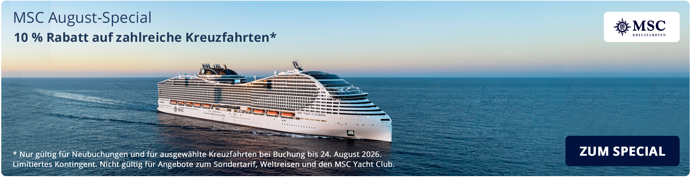 Werbebanner für das MSC August-Special
